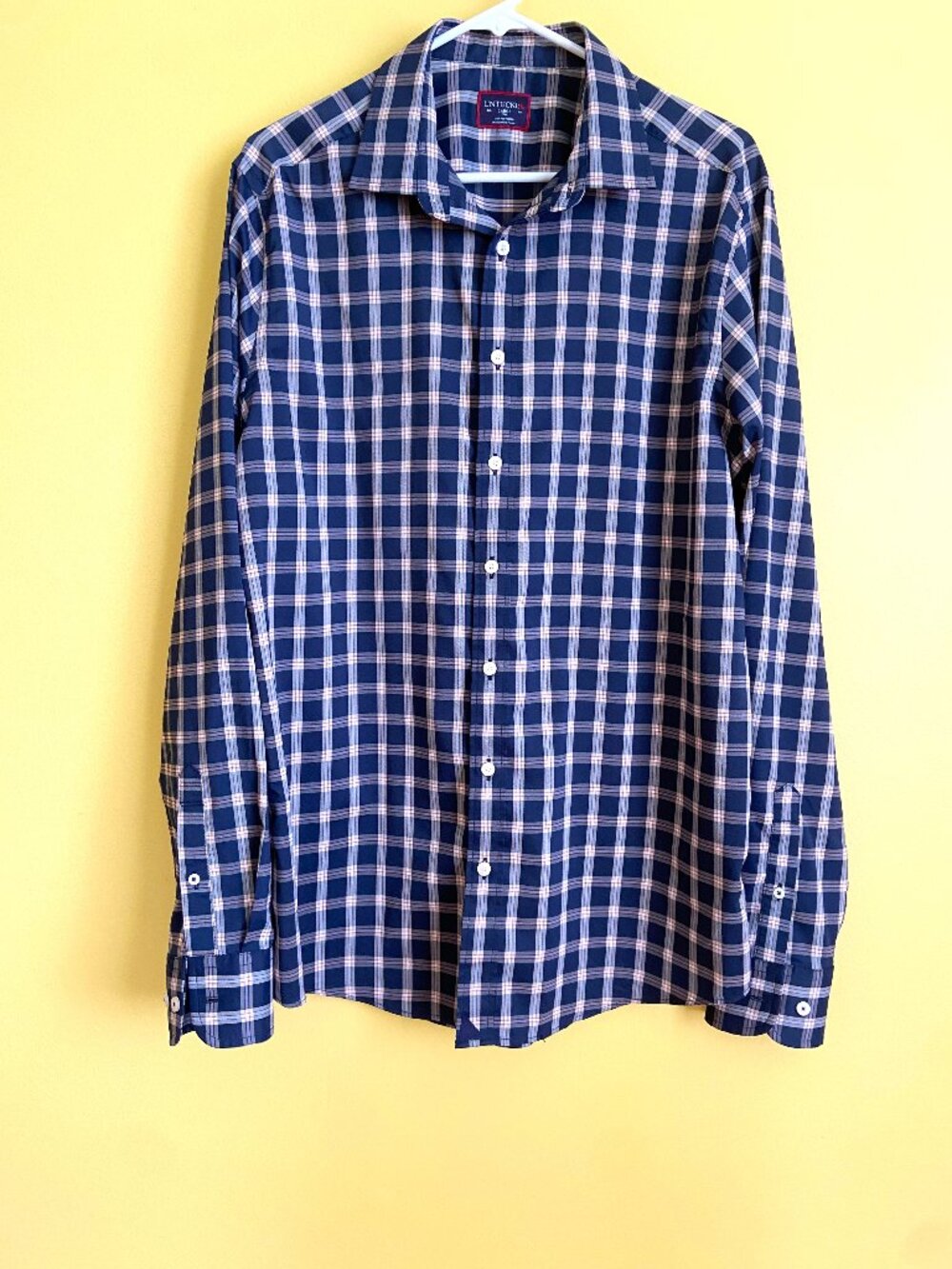 UNTUCKit Mens L Tall Navy Dorin Performance Long Sleeve Button Up shirt